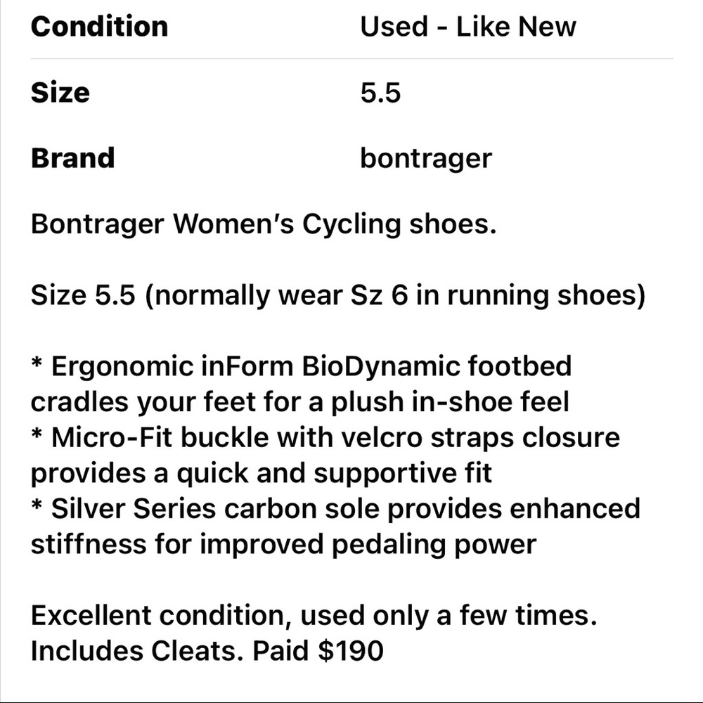 Women’s cycling shoes size 5.5